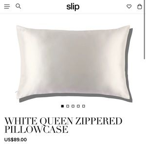 Slip White Queen Zippered Pillowcase - Queen/ International Standard with Zipper